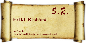 Solti Richárd névjegykártya
